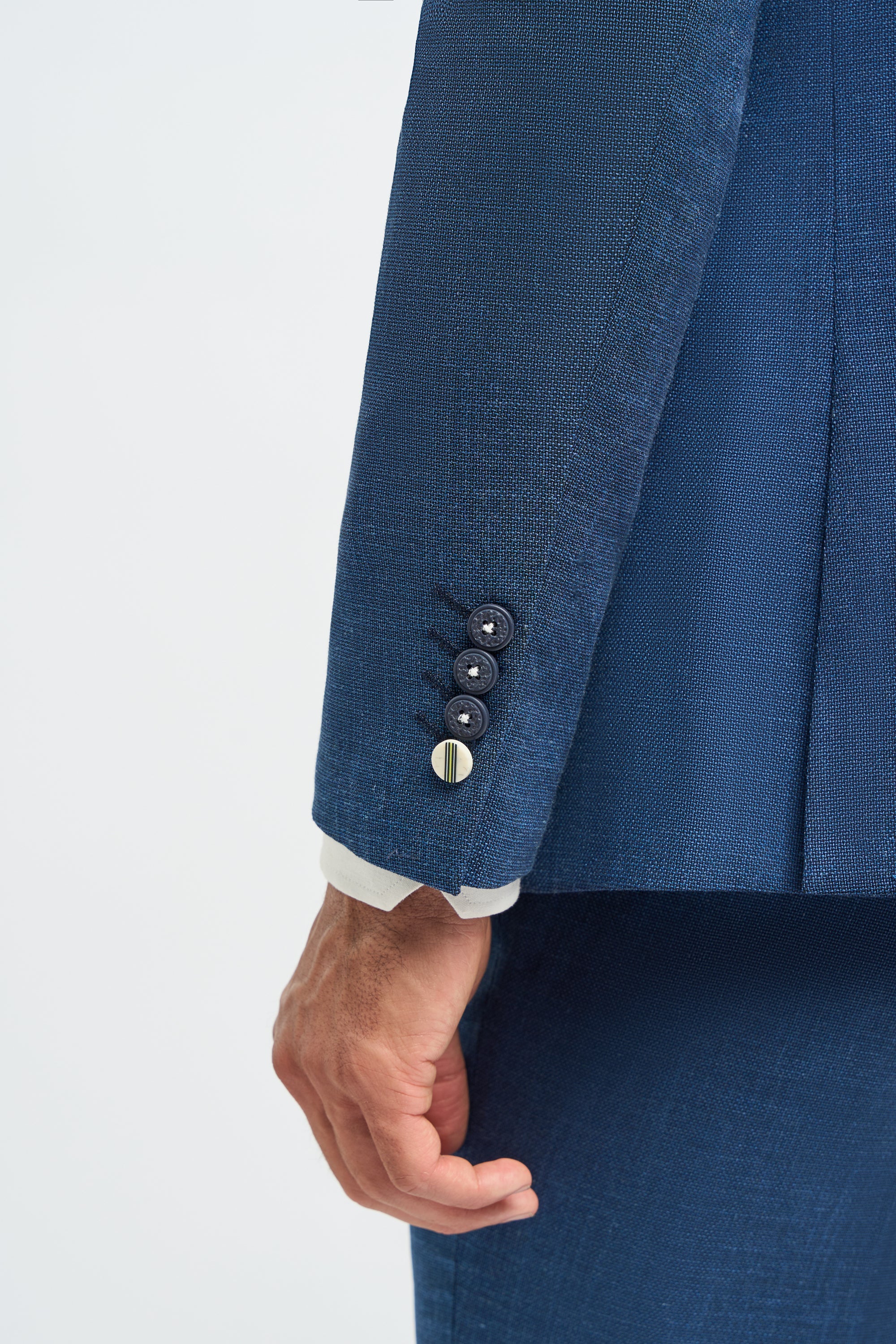 Costum bărbătesc albastru de vară din in