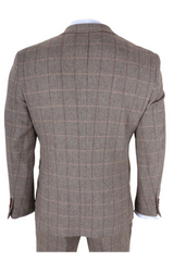 Harris - Costum bărbătesc maro din 3 piese, model herringbone, tweed, în carouri