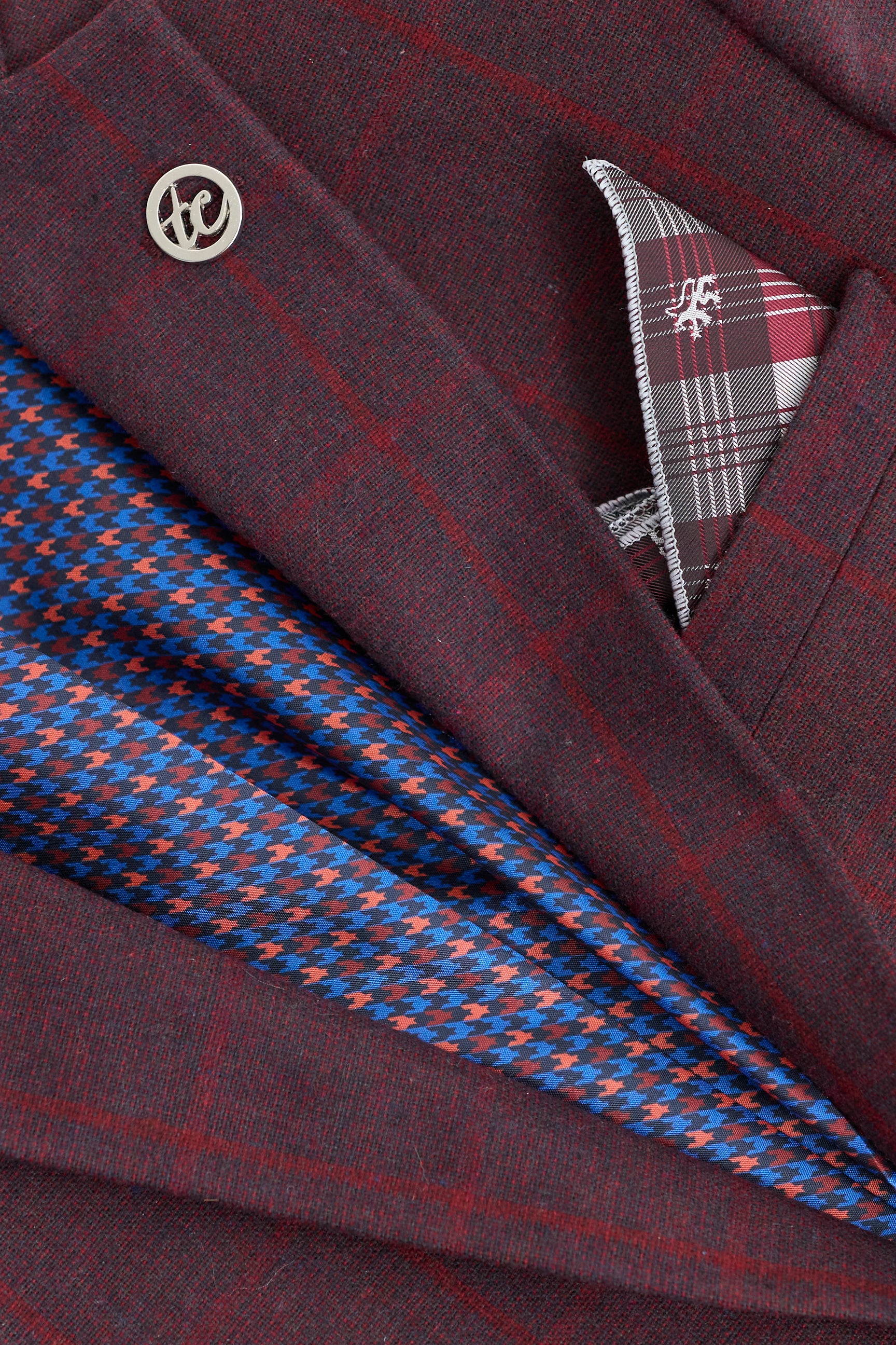 Costum bărbătesc din 3 piese, lână, tweed, culoare prună, vin, carouri, stil Gatsby, anii 1920