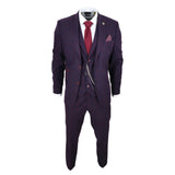 Men's 3 Piece Suit Wool Tweed Plum Wine Check 1920s Gatsby