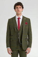 Costum bărbătesc din 3 piese, lână, tweed, verde, albastru, maro, carouri, anii 1920, model Gatsby