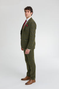 Costum bărbătesc din 3 piese, lână, tweed, verde, albastru, maro, carouri, anii 1920, model Gatsby