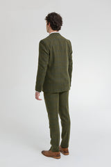 Costum bărbătesc din 3 piese, lână, tweed, verde, albastru, maro, carouri, anii 1920, model Gatsby