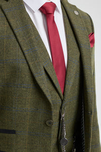 Costum bărbătesc din 3 piese, lână, tweed, verde, albastru, maro, carouri, anii 1920, model Gatsby