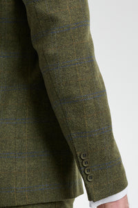Costum bărbătesc din 3 piese, lână, tweed, verde, albastru, maro, carouri, anii 1920, model Gatsby