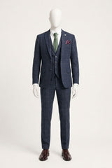 Costum bărbătesc din 3 piese, lână, tweed, bleumarin, maro, în carouri, stil Gatsby, anii 1920
