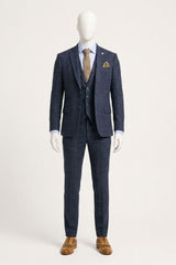 Costum bărbătesc din 3 piese, lână, tweed, bleumarin, maro, în carouri, stil Gatsby, anii 1920