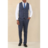 TP-24 - Men's Navy 3 Piece Linen Summer Wedding Suit