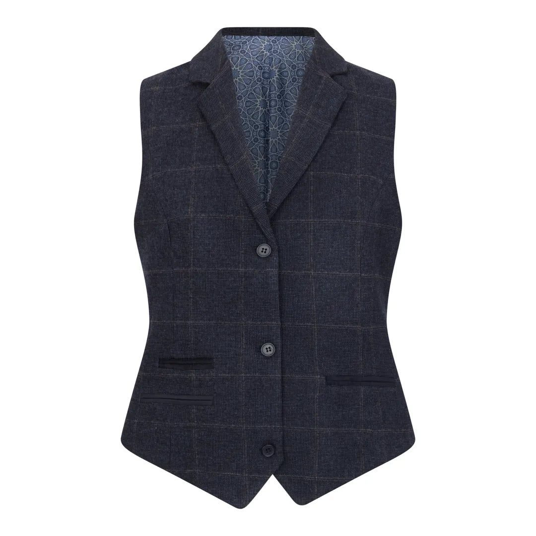 TPSTZ72 - Vestă sacou bleumarin din tweed pentru femei