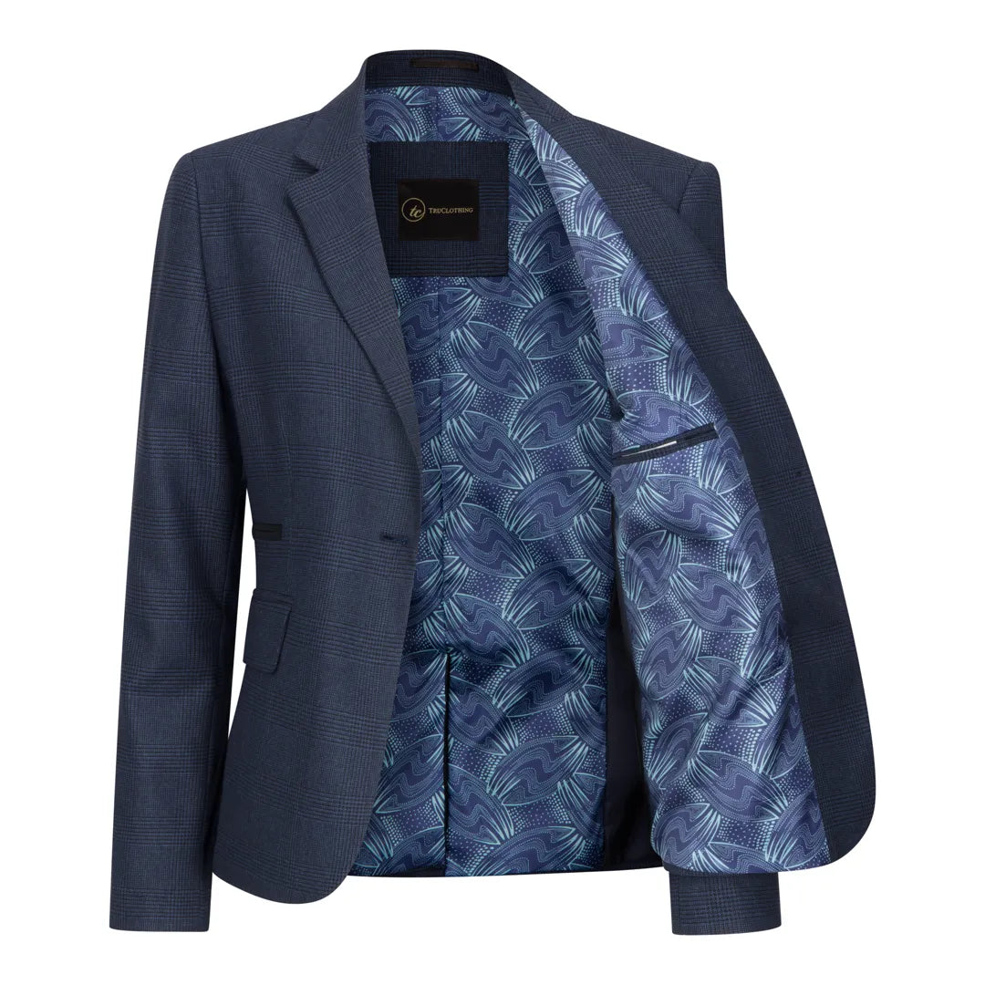 TPW52 - Costum de damă bleumarin cu 3 piese în carouri Prince Of Wales