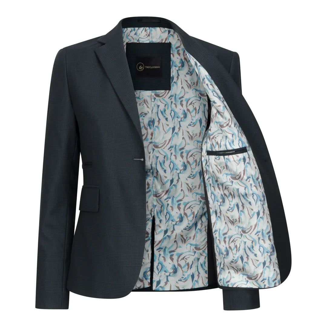 TPW53 - Costum verde de damă din 3 piese, model Prince Of Wales, în carouri