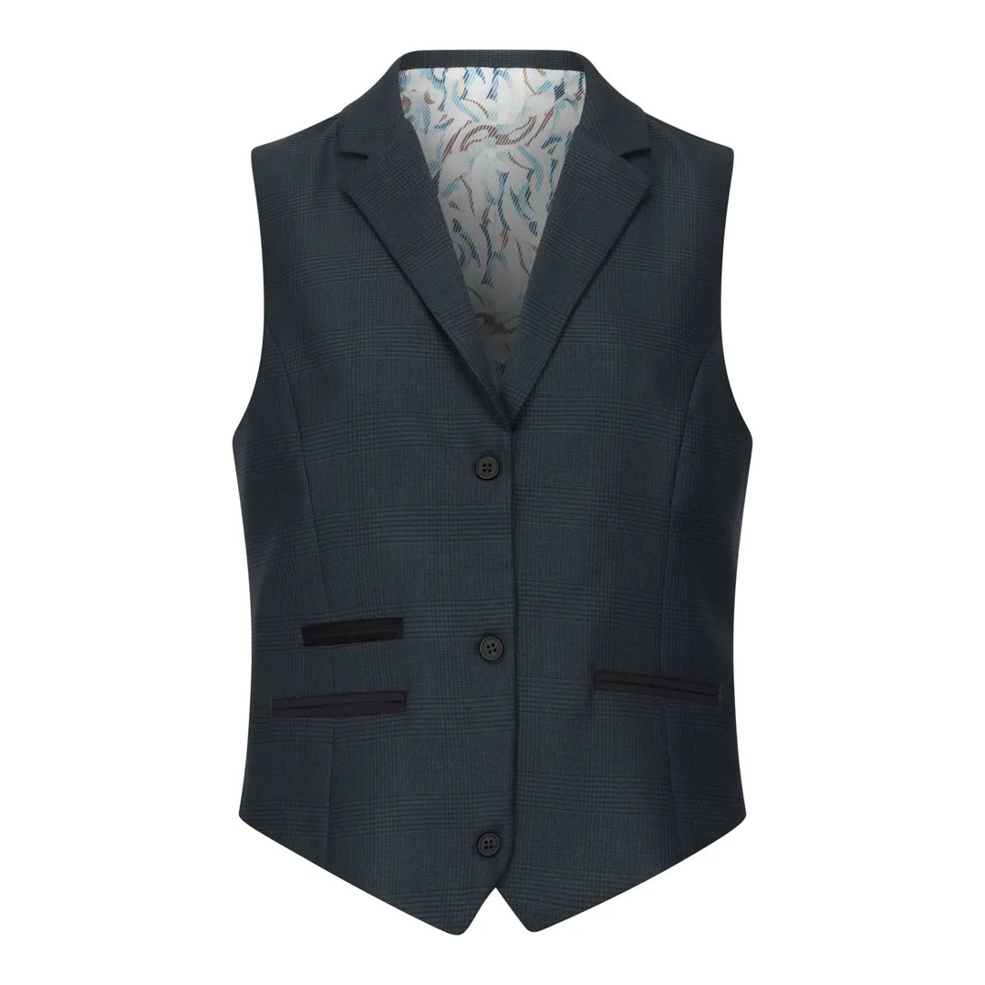 TPW53 - Costum verde de damă din 3 piese, model Prince Of Wales, în carouri