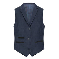 TPW-AK-04 - Costum bleumarin pentru femei, 3 piese, model herringbone, din tweed