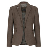 TPW-AK-06 - Costum maro din 3 piese din tweed cu model herringbone pentru femei