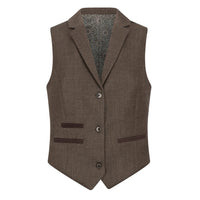 TPW-AK-06 - Costum maro din 3 piese din tweed cu model herringbone pentru femei