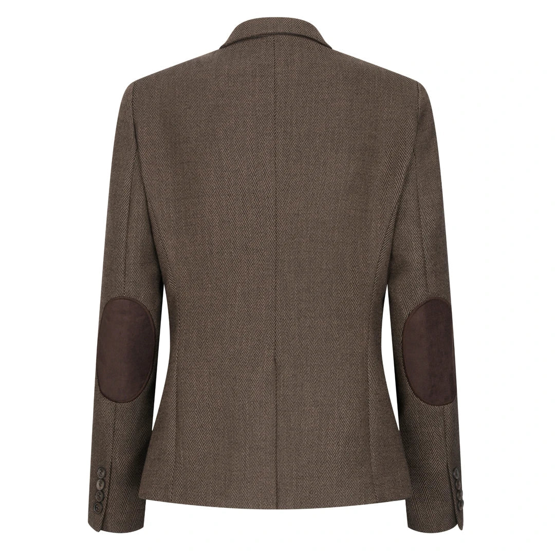 TPW-AK-06 - Costum maro din 3 piese din tweed cu model herringbone pentru femei