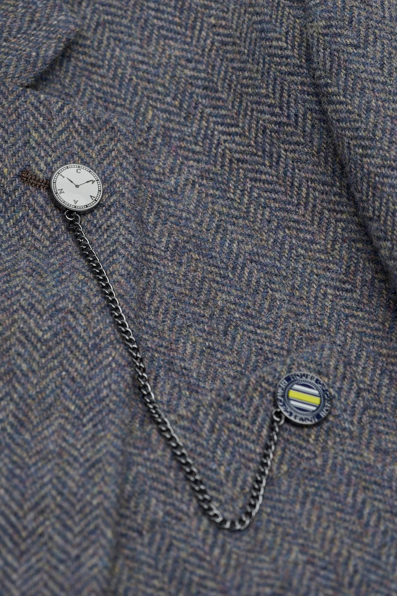 Thomas - Costum bărbătesc bleumarin din 3 piese din amestec de lână și tweed