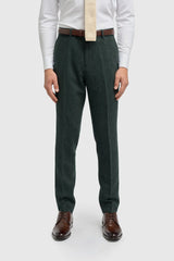 Thomas - Costum verde măsliniu din 3 piese din amestec de lână și tweed