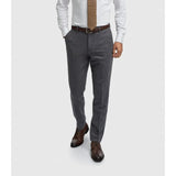 Thomas - Pantaloni bărbătești din tweed cu model herringbone, bleumarin, din amestec de lână