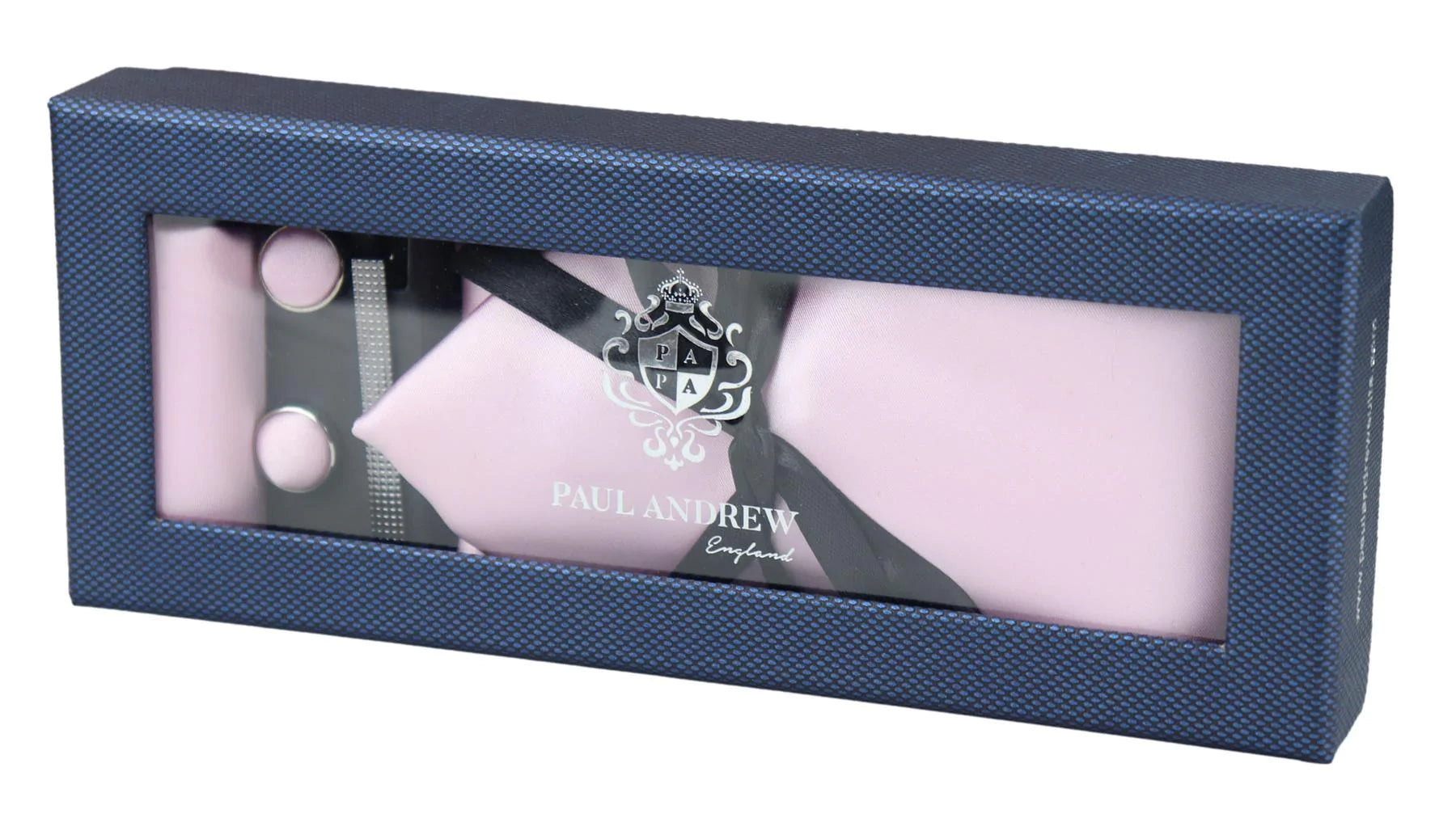 Satin Silk Pink Tie Gift Set Pocket Square Cuff Links Tie Shiny Satin