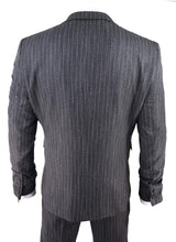 Men's Grey Pinstripe Herringbone Tweed 3 Piece Suit