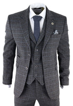 Men's Grey Tartan Check 3 Piece Suit
