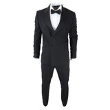 AK-22 - Men's Double Breasted Black Tuxedo Dinner Wedding Suit