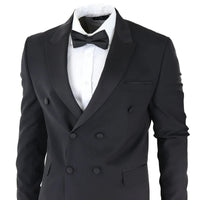 AK-22 - Men's Double Breasted Black Tuxedo Dinner Wedding Suit