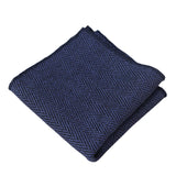 Men's Tweed Blue Herringbone Tie & Pocket Square Set