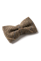 Albert - Papion bărbătesc maro cu model herringbone în carouri din tweed