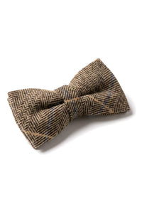 Albert - Papion bărbătesc maro cu model herringbone în carouri din tweed