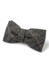 Albert - Papion bărbătesc gri în carouri cu model herringbone din tweed