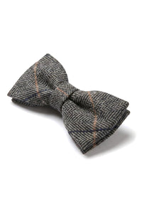 Albert - Papion bărbătesc gri în carouri cu model herringbone din tweed