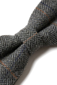 Albert - Papion bărbătesc gri în carouri cu model herringbone din tweed