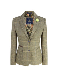 Womens Tan Brown Tweed Blazer