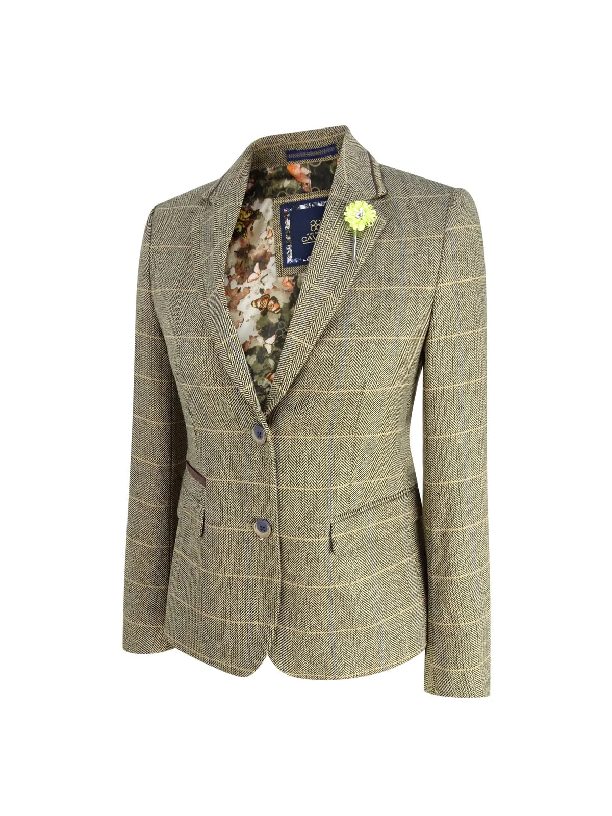Womens Tan Brown Tweed Blazer