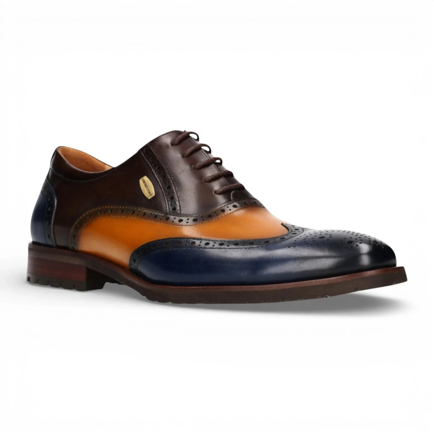 Antonin 01 - Pantofi Oxford din piele albastru-maro pentru bărbați