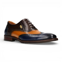 Antonin 01 - Pantofi Oxford din piele albastru-maro pentru bărbați