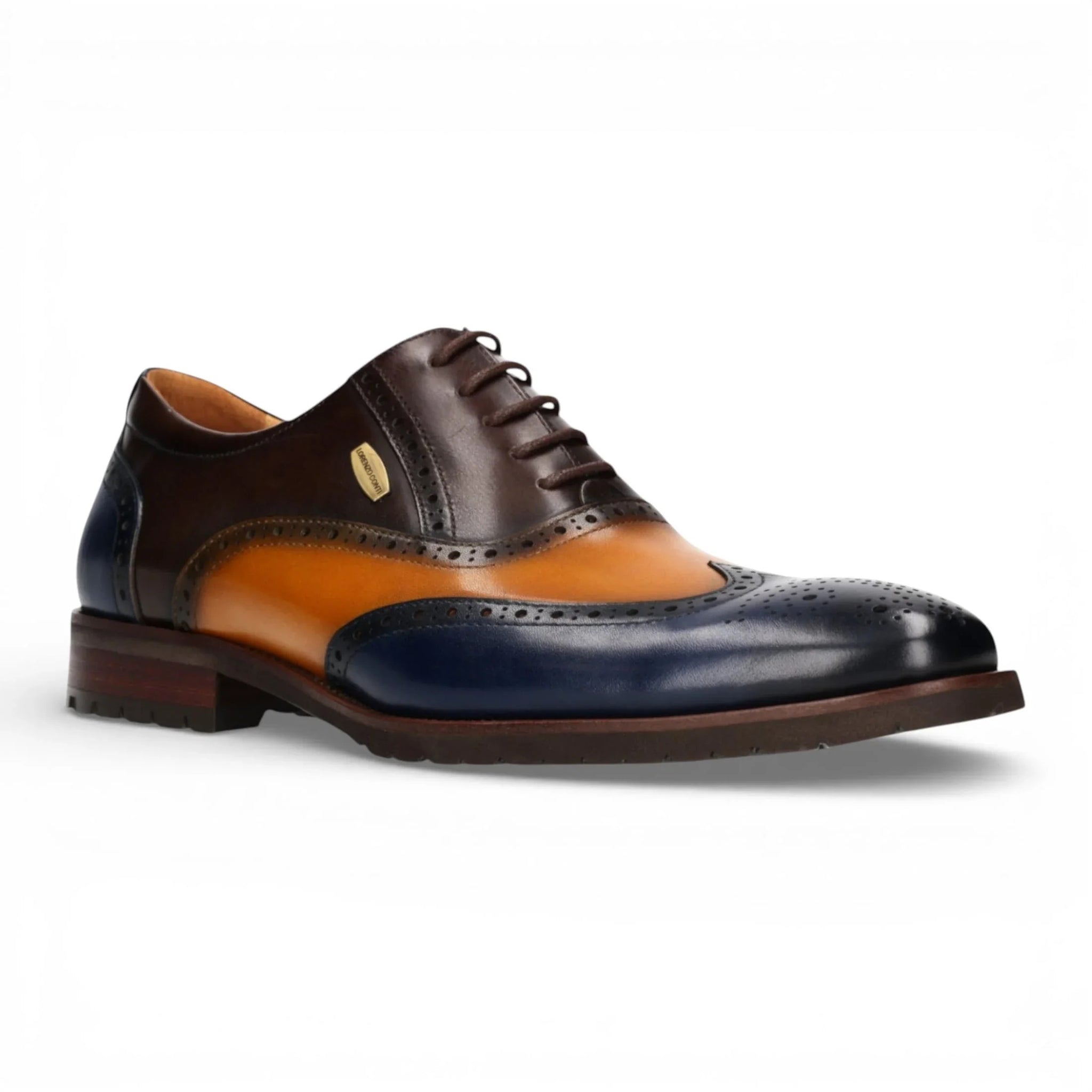Antonin 01 - Pantofi Oxford din piele albastru-maro pentru bărbați