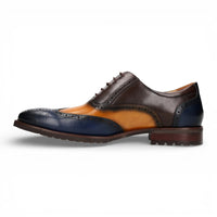 Antonin 01 - Pantofi Oxford din piele albastru-maro pentru bărbați
