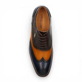 Antonin 01 - Pantofi Oxford din piele albastru-maro pentru bărbați