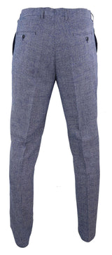 Cavani Antonio - Men's Grey-Blue Check Vintage Trousers - Regular Length