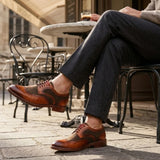Arlo - Pantofi brogue din piele tweed pentru bărbați, maro deschis