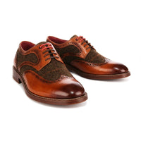 Arlo - Pantofi brogue din piele tweed pentru bărbați, maro deschis