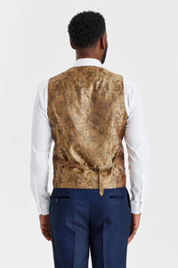 Costum Arthur bleumarin cu vestă Harris Brown din tweed contrastant