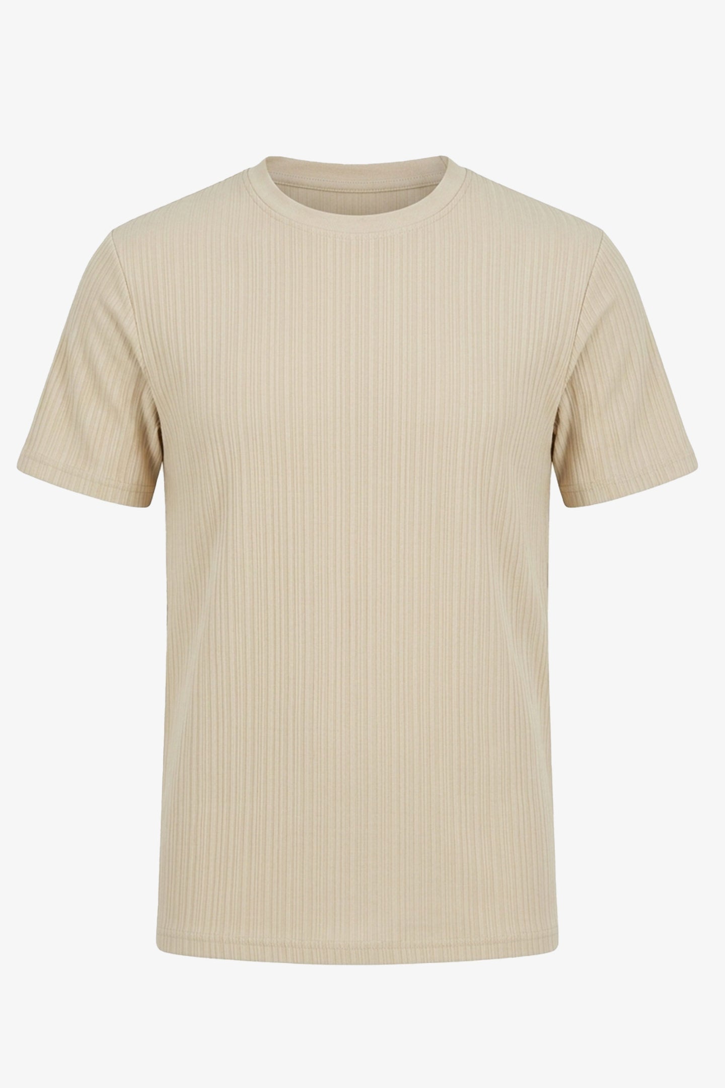 Tricou clasic bej cu nervuri pentru bărbați