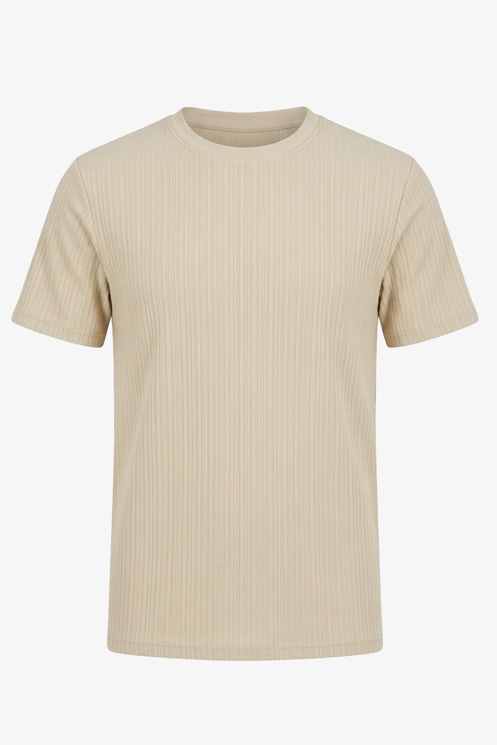 Tricou clasic bej cu nervuri pentru bărbați
