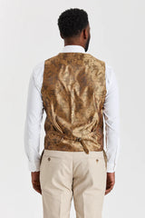 Costum Belmont bej cu vestă din tweed Harris Green