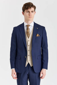 Costum Belmont bleumarin cu vestă contrastantă Belmont bej