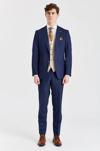 Costum Belmont bleumarin cu vestă contrastantă Belmont bej